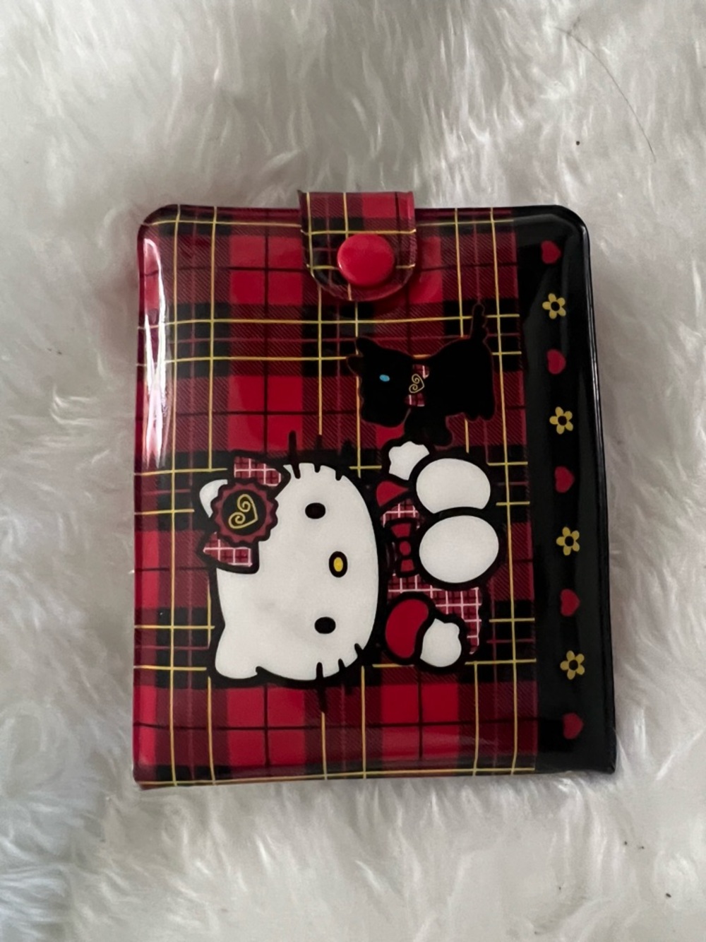 Sanrio Hello Kitty Red Plaid Card Case with Black Trim 2003 vintage rare